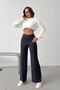 Women's Anthracite High Waist Front Stitched Wide Leg Pants Nj150 - 3