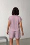 Women's Lilac Polo Collar Elastic Waist Top and Shorts Set Nj141 - 6