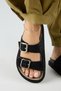 Sevalli Women's Leather Genuine Leather Double Buckle Black Slippers - 5