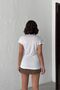 Women's White Tulle Detailed V-Neck T-Shirt Nj160 - 9