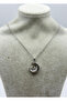 Steel silver stone crescent star necklace - 25ctr431 - 2