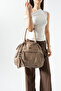 571 Imported Washed Leather 7-Compartment Wallet Detailed Crossbody and Shoulder Bag (Width 32.5 cm Length 31 cm)