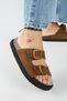 Sevalli Women's Leather Genuine Leather Double Buckle Tan Slippers - 2