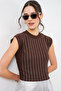 Women's Zero Sleeve Stone-Embellished Blouse 931 - Brown - 3