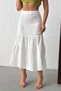 Women's White Elastic Waist Muslin Midi Skirt Nj132 - 5