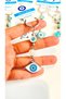 White Oval Eye Patterned Silver Evil Eye Keychain - 3
