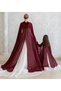 Adult+Kids Burgundy Color Kaftan Bindalli Cape over Dress - 5