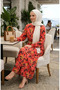 Floral Patterned Buttoned Dress 0259-01 Pomegranate Flower - 2