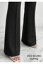 Women's Black Ribbed Wide Leg Diver Pants Regular Waist Casual Daily Wear - 6