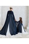 Adult+Kids Navy Blue Color Kaftan Bindalli Cape over Dress - 5