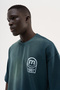 Men's m Logo Printed Washable Oversize T-Shirt Oil Green - 5