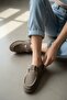 Doha Mink Suede Buckle (2 cm Heeled) Round Toe Laser Detailed Slippers - 2