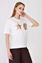 Starfish and Oyster Printed Comfortable Fit Basic T-Shirt Ecru - 5