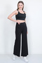 Women's Black Ribbed Wide Leg Pants Leggings