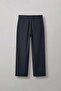 Men's Baggy Fit Pleated Stretchy Trousers Navy Blue - 2