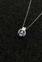 Amethyst Color Heart Holding Hand Pendant, Steel Chain Glass Stone Pendant