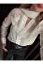 White Chiffon Shirt with Tulip Detail - 103292 - 2