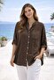 Sequin Detailed Three-Quarter Sleeve Italian Shirt