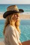 Women's Straw Cowboy Hat – Western Style with Knitted Detail, Breathable Summer Hat - 2