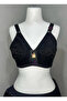 Women's C Cup Combed Cotton Fabric Black Bra Without Underwire