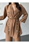 Women's Embroidered Waist-Tie Kimono Pants Stylish Set - 4