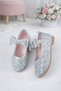 Silver Sequined Girls' Ballerina Shoes