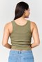 Women Round Neck Ribbed Sleeveless Crop Top, Olive - 3