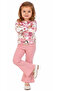 Girl's Pink Color Floral Patterned Shirt and Flared Pants Set - 3