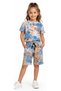 Boy/Girl's Batik Patterned Orange Color Shorts Set with Writing on Top - 2