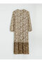 Original Oval Neckline Patterned A-Line Dress - 6