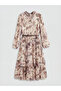 Nevavm High Collar Patterned Layered Dress with a Difference - 5