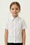 Girl's White Shirt with Ruffles and Lace on the Front - Turquoise Bow Accessory (Ages 5-14) - 4