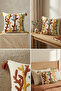Buldan Handmade Cotton Woven Colorful Branch Patterned Punch Embroidered Tassel Cushion Cover 42X42 cm - 7