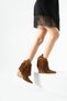 Glacier Women's Genuine Leather Tan Suede Perforated Tasseled Summer Cowboy Boots - 2