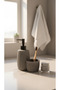 Polyresin Liquid Soap Dispenser & Sponge Holder Set - Modern Striped Design Kitchen Bathroom Organizer 19X15Cm Gray - 3
