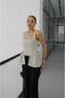 Women's Square Neck Strap Blouse with Pleated Front and Flounce Top - 4