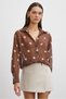 Women's Brown Polka Dot V-Neck Transparent Cotton Premium Shirt Cn91112