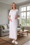 New Season Powder Shawl Collar Striped Full Length Summer 100% Cotton Special Design Maternity Dressing Gown Nightgown Set - 2
