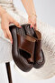 Ottilie Balon Sole Genuine Leather Women's Flip Flops Bitter Brown Slippers