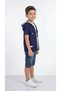 Hooded Pocket Detailed Boys' Shirt-Shorts-T-Shirt Set - 3