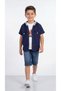 Hooded Pocket Detailed Boys' Shirt-Shorts-T-Shirt Set - 2