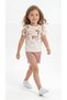 Floral Embossed Printed Combed Cotton Girls' Top and Bottom Set - 2