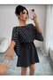 Women's Polka Dot Knitted Crepe Mini Dress (Without Belt) - 3