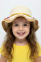 Girl's Camel Flower Detailed Straw Summer Hat - Sun Protection Beach Fedora - 5