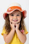 Girl's Orange Straw Hat with Bow and Flower Detail |   Summer Sunscreen Fedora - 3