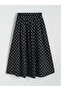 Xside Elastic Waist Polka Dot Poplin Pleated Skirt