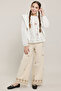 Embroidered Top with Round Neck and Leg-Of-Mutton Sleeves - 2
