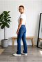 High Waist Slim Fit Flared Dark Blue Women's Jeans Trousers - 2