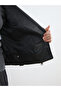 Nevavm Black Double-Breasted Collar Women's Leather Look Jacket with a Difference - S6M005Z8-Cvl - 4