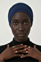 Double Layered Lined Navy Blue Ready-To-Wear Turban Hijab